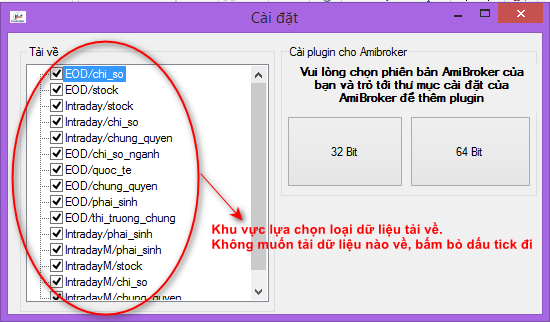 Hình 5. Minh họa cách chọn các loại dữ liệu tải về