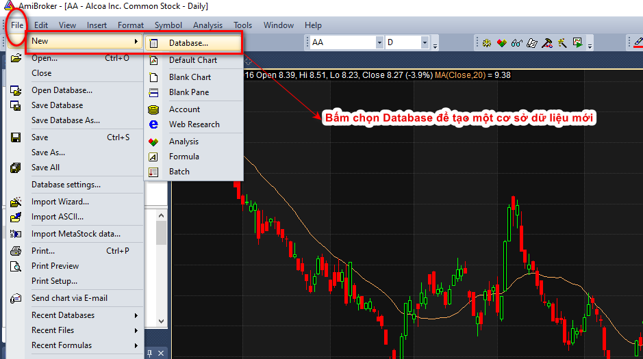 Tạo một cơ sở dữ liệu mới cho Phần mềm phân tích kỹ thuật Amibroker